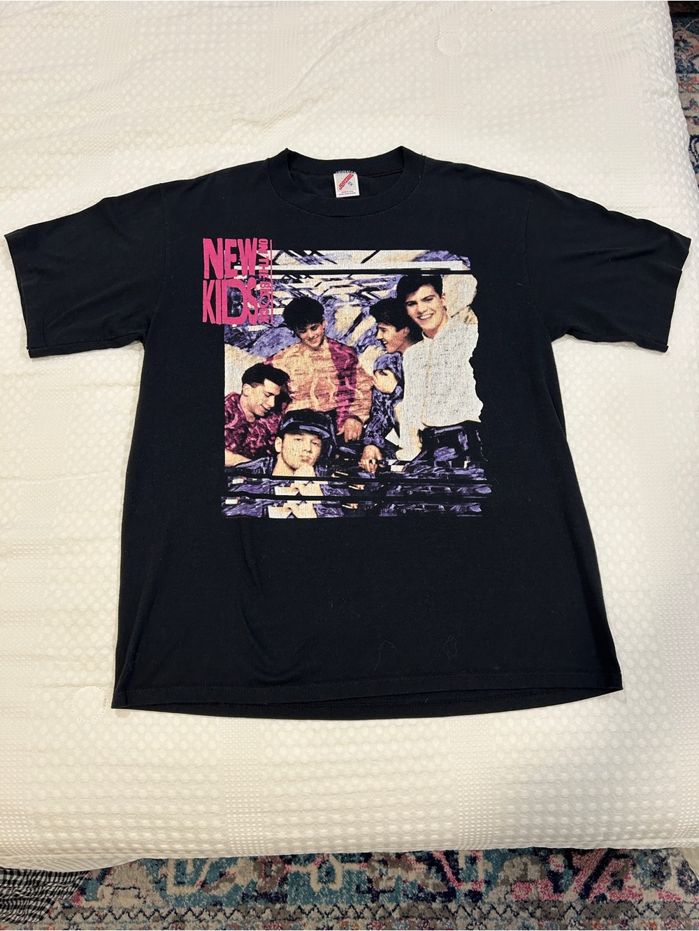 Vintage Jerzees Black New Kids Graphic Tee with Pink and Purple Print